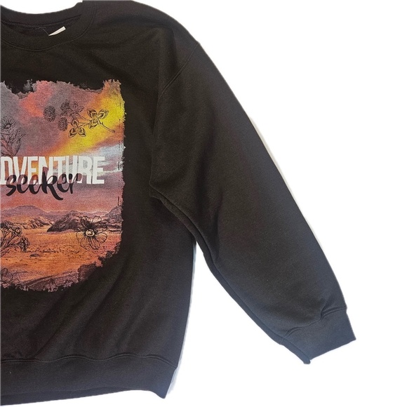 Trust The Universe Adventure Seeker Sweatshirt Womens Large Black Positive Vibes - Picture 4 of 5